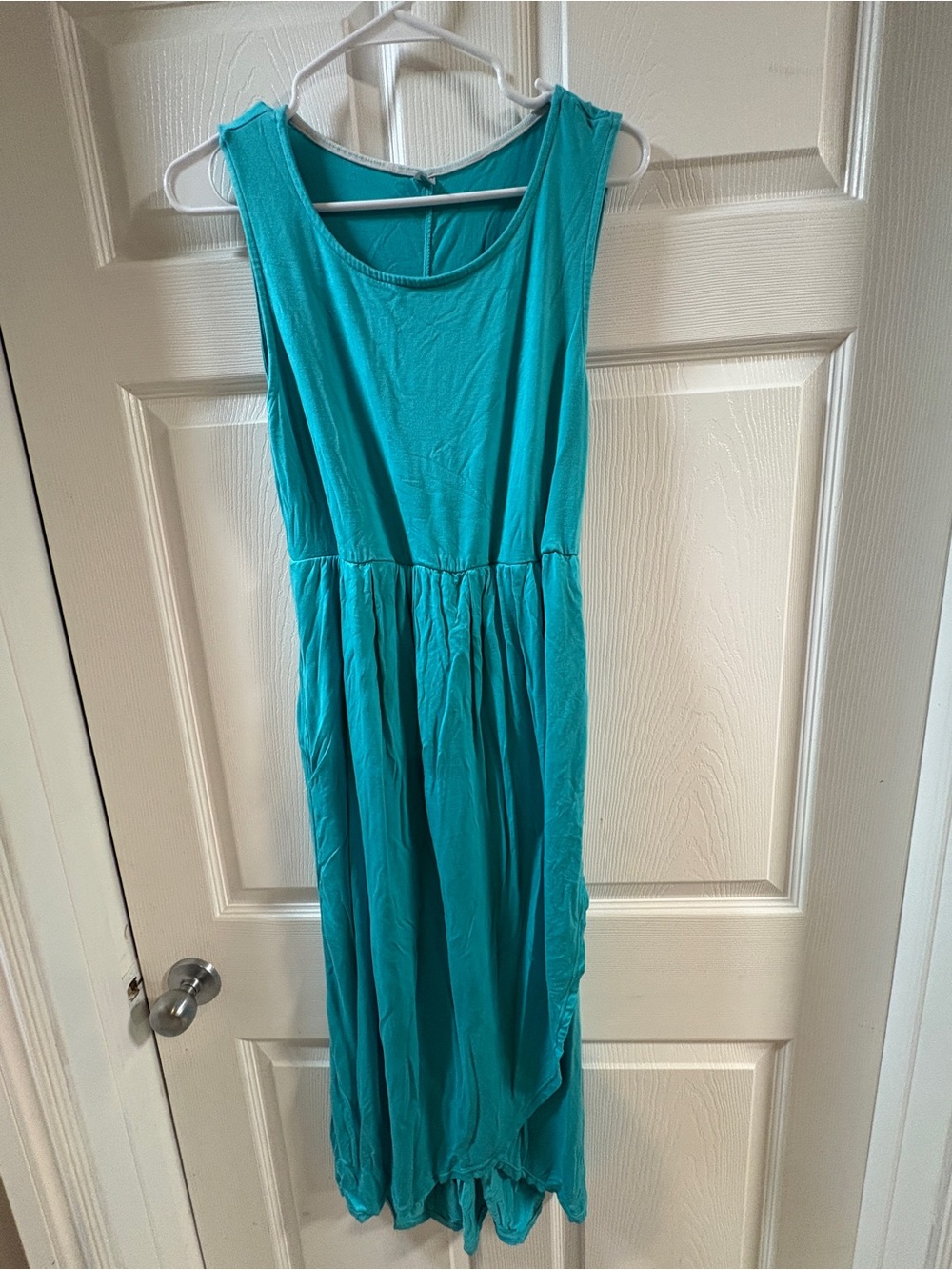 Sleeveless Asymmetrical Teal Maxi Dress
